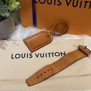 Authentic Louis Vuitton Luggage Tags and Belts — Patina Leather Luggage Tags